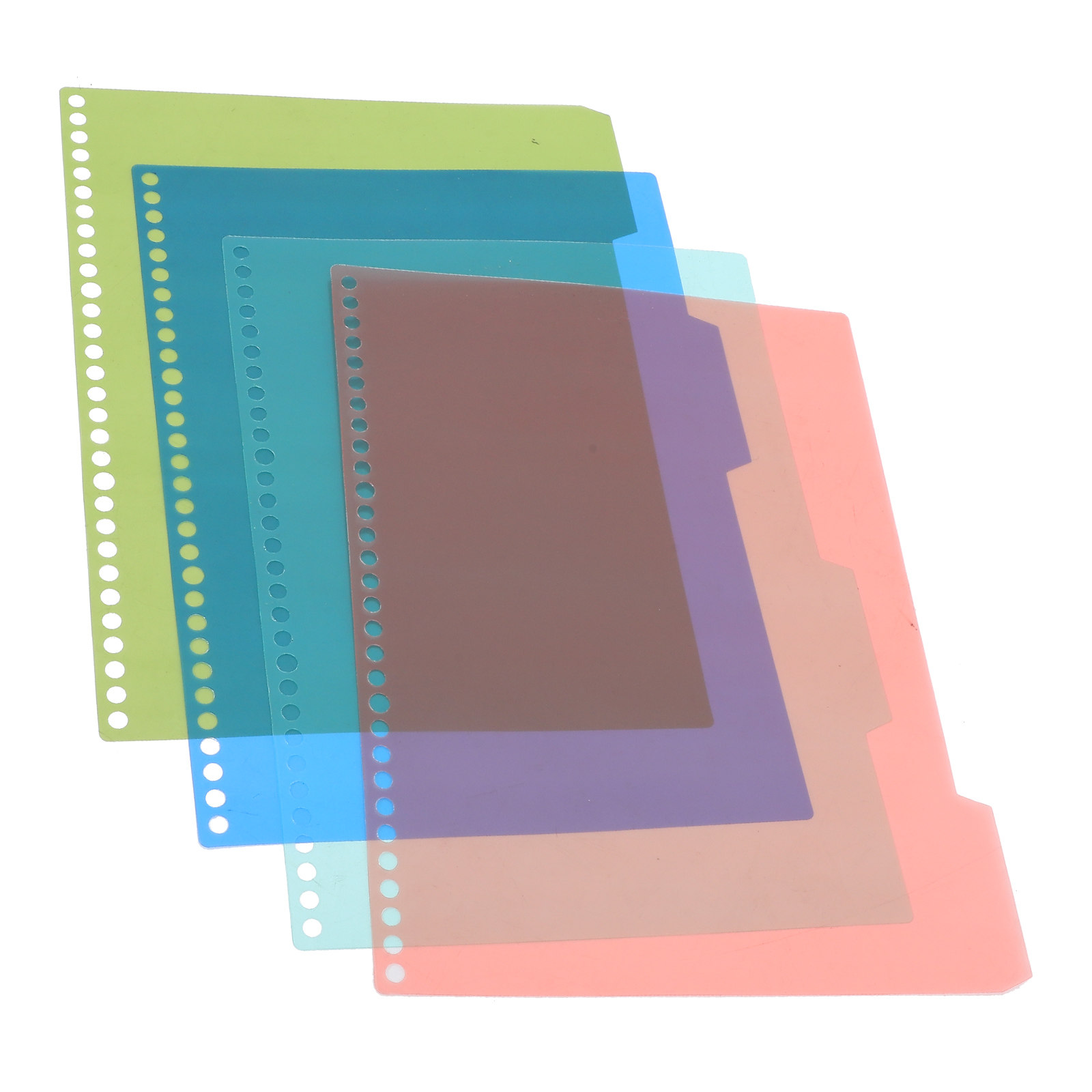 Tab Divider A4 - A4サイズのノート、学校、オフィス、日記、ファイルなどに使える、透明なカバー付きの高級プラスチック製バインダータブ（インデックス仕切り）4セット。