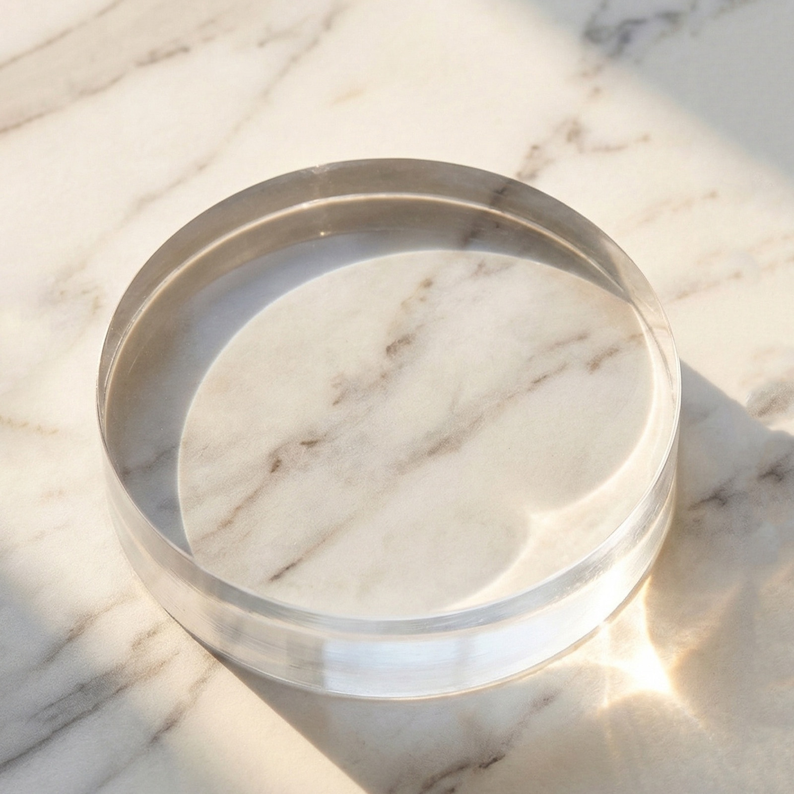 Book Weight Glass - 丸いクリスタル製ペーパーウェイト 3.15。透明なガラス製で、中国書道の机や本に重りとして使用できる。装飾的な工芸品としても最適。
