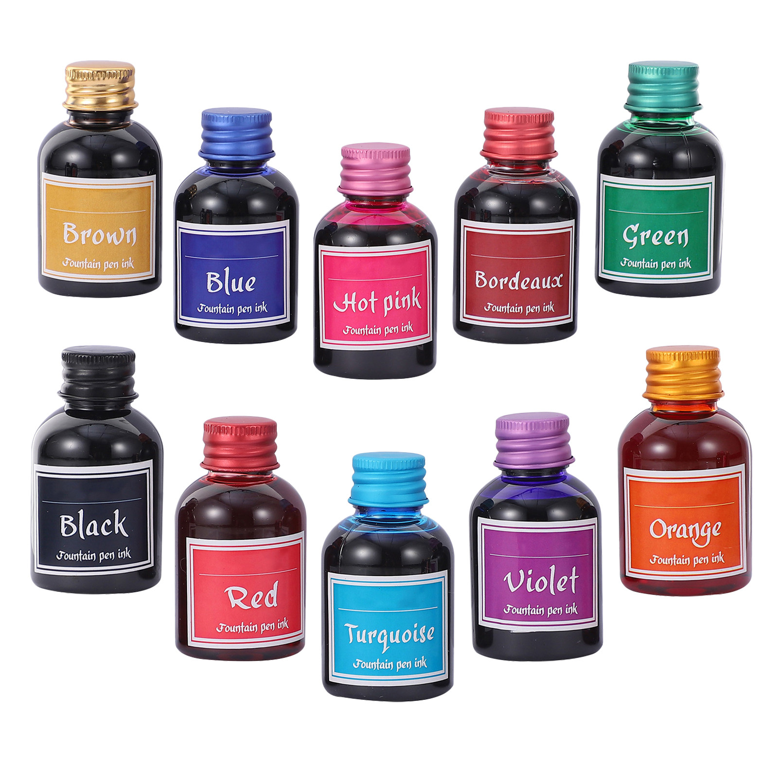 10本入りスムーズフロー速乾性書道インクセット、ノンカーボン - Fountain Pen Bottled Ink のレビューと価格