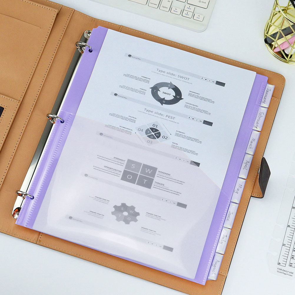 A4サイズのPP製プラスチック製仕切り板2セット。3穴式で透 - Tab Divider A4 のレビューと価格
